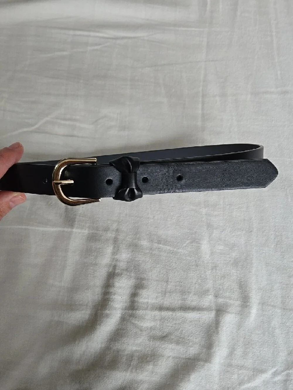 Cat & Jack Black Belt with Gold Buckle and Bow Accent